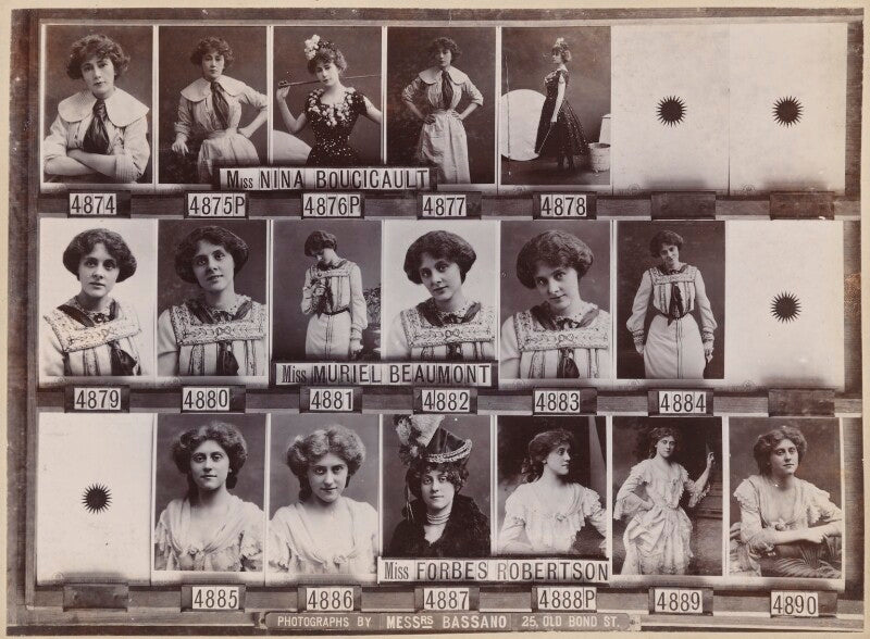 Nina boucicault in 'the new clown'; 'muriel beaumont', lady du maurier; beatrice forbes robertson npg ax136819