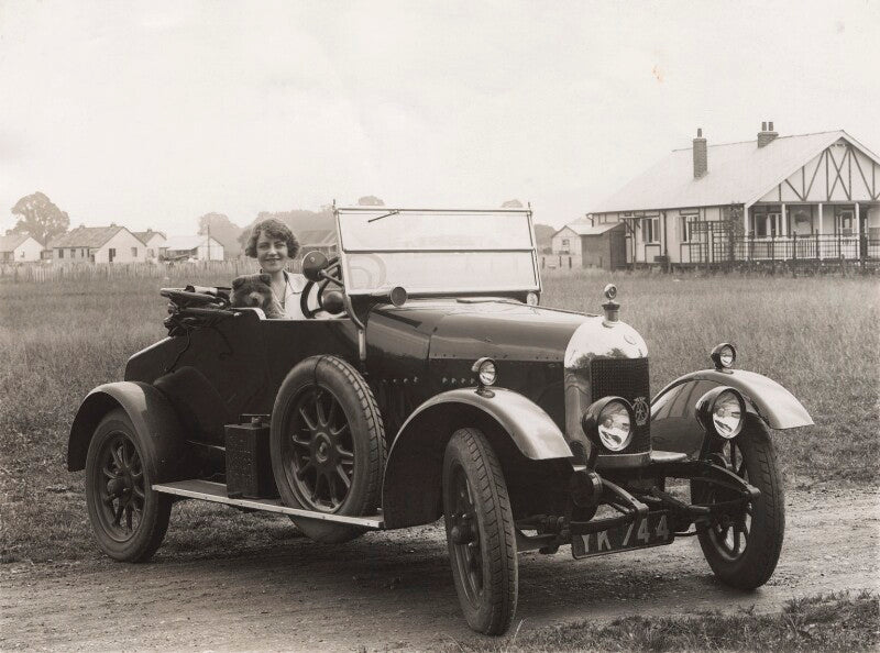 Madge saunders in car with dog npg x83483
