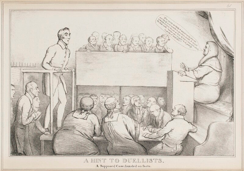 A hint to duellists (arthur wellesley, 1st duke of wellington; sir john bayley, 1st bt) npg d40996