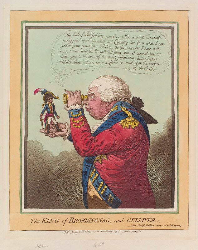 'the king of brobdingnag, and gulliver' (napoléon bonaparte; king george iii) npg d12815