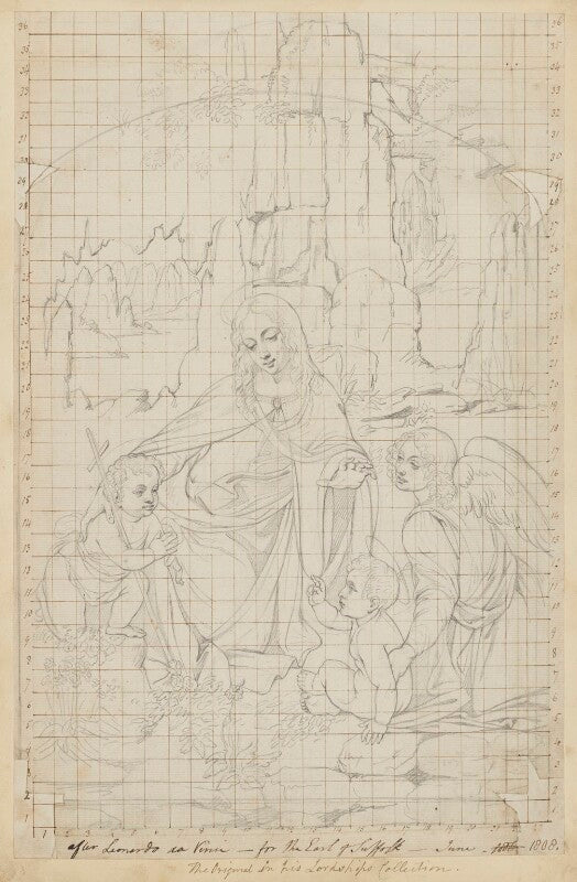 'the virgin of the rocks' (the virgin with the infant saint john adoring the infant christ accompanied by an angel) npg d17398