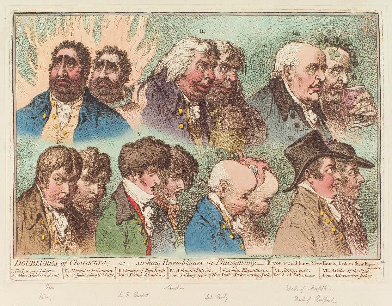 'doublûres of characters; or striking resemblances in phisiognomy' npg d12663