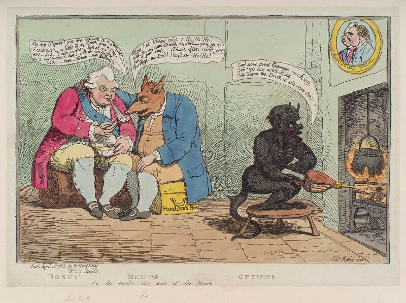 'bonus melior optimus or the devil's the best of the bunch' (frederick north, 2nd earl of guilford; charles james fox) npg d12338
