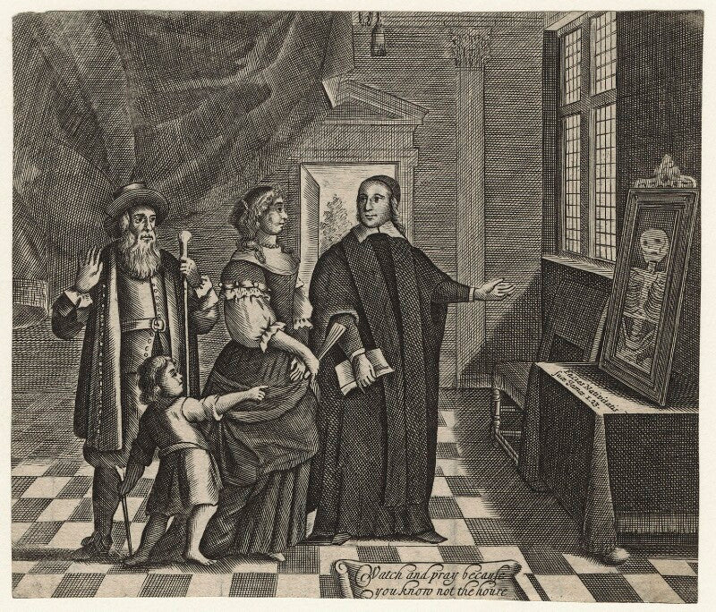 Jeremy taylor with figures representing youth, maturity and old age npg d21029