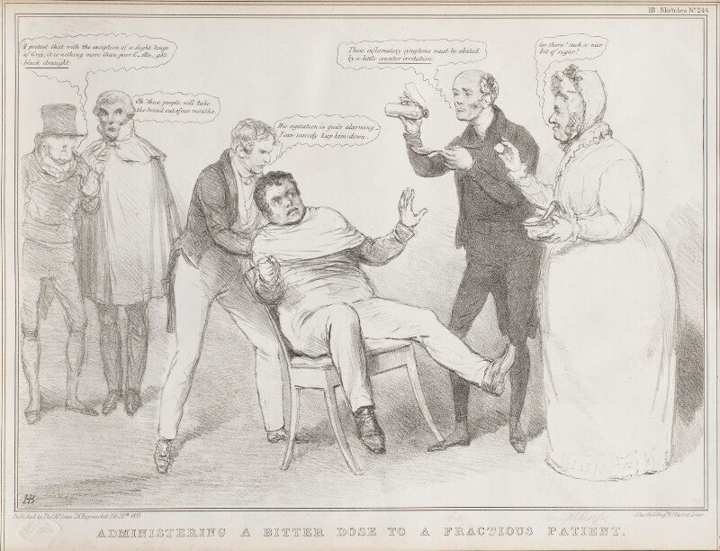 Administering a bitter dose to a fractious patient npg d41179