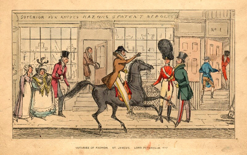 Votaries of fashion. st. james's. lord petersham, etc. (charles stanhope, 4th earl of harrington) npg d9331