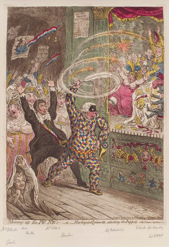'blowing up the pic nic's; or harlequin quixotte attacking the puppets' npg d12786