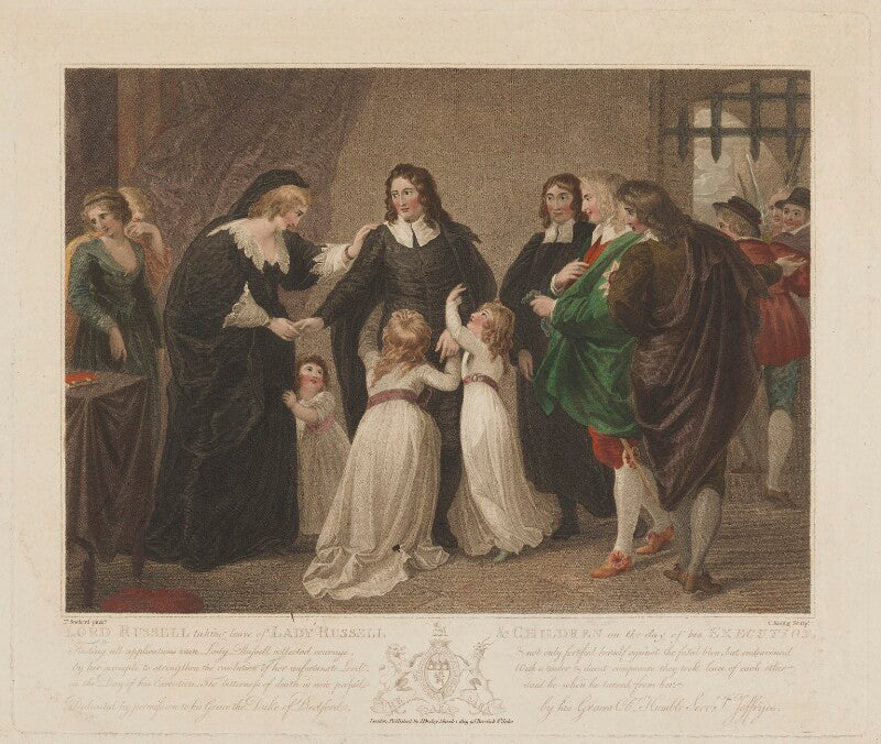 William russell, lord russell taking leave of lady russell & children on the day of his execution npg d39936