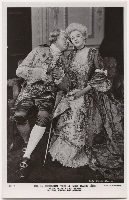Sir herbert beerbohm tree as sir peter teazle; marie löhr (lohr) as lady teazle in 'the school for scandal' npg x8729