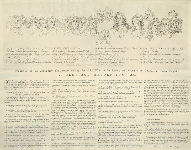 Description of the convention parliament offering the crown to the prince and princess of orange npg d32812