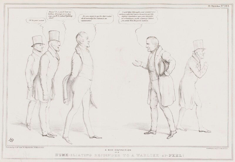 A nice distinction or a hume iliating rejoinder to a warlike ap peel! npg d41318