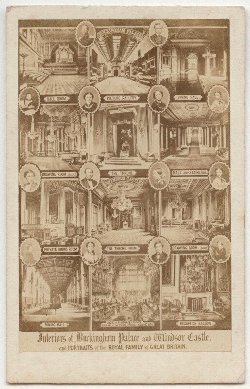 'interiors of buckingham palace and windsor castle and portraits of the royal family of great britain' npg x134741