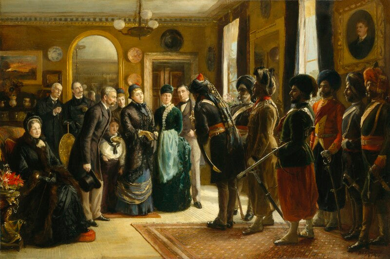 The duke and duchess of teck receiving officers of the indian contingent, 1882 npg 4441