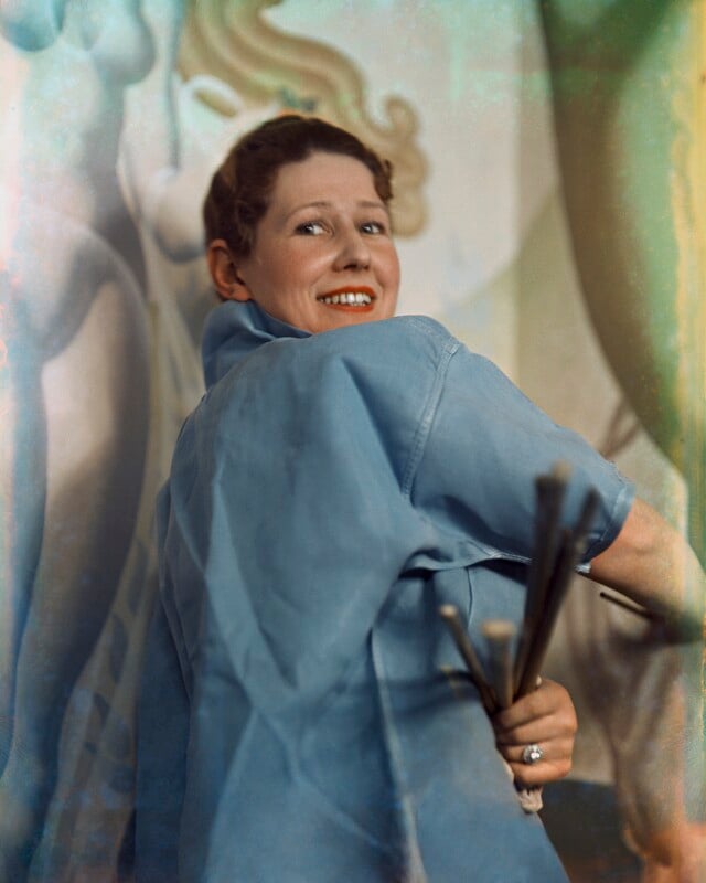 Anna zinkeisen working on the panels in the ballroom of the rms queen mary npg x220843