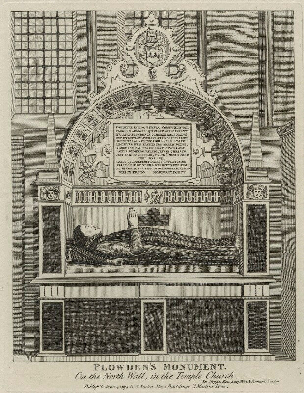 Monument to edmund plowden in the temple church npg d25380