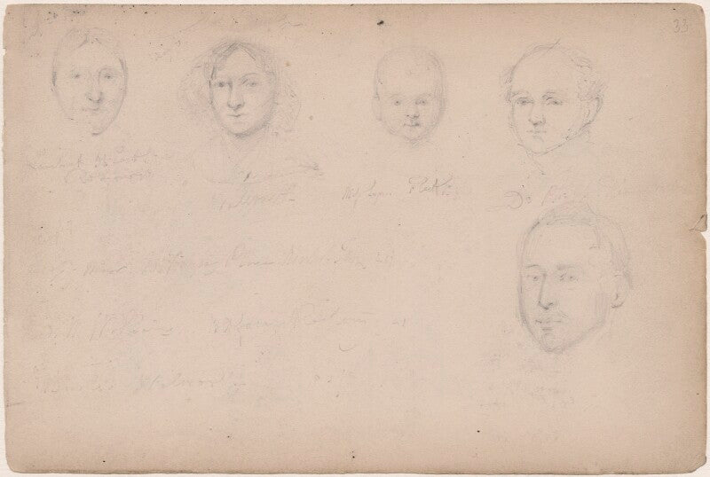 Five unknown sitters and sketchbook notes npg d23313(60)