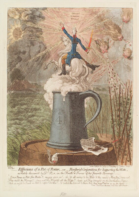 William pitt ('effusions of a pot of porter, or ministerial conjurations for supporting the war') npg d12715