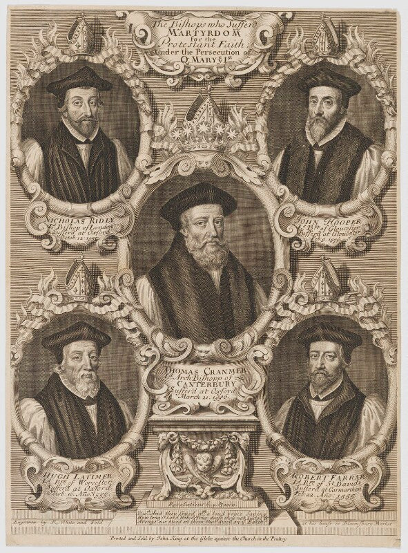 'the bishops who suffer'd martyrdom for the protestant faith; under the persecution of queen mary i' npg d34237