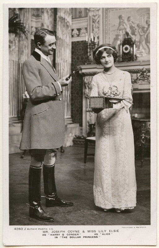 Joseph coyne as harry q. conder and lily elsie as alice in 'the dollar princess' npg ax160390