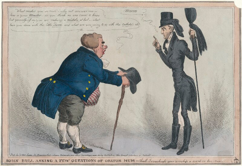 'john bull asking a few questions of orator mum' (john bull; arthur wellesley, 1st duke of wellington) npg d48729
