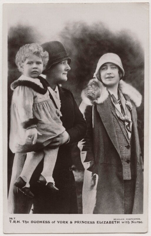 't.r.h. the duchess of york & princess elizabeth with nurse' (queen elizabeth ii; margaret ('bobo') macdonald; queen elizabeth, the queen mother) npg x193128