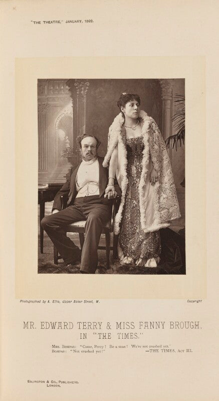 Edward terry as percy egerton bompas; fanny brough as mrs egerton bompas in 'the times' npg ax28825