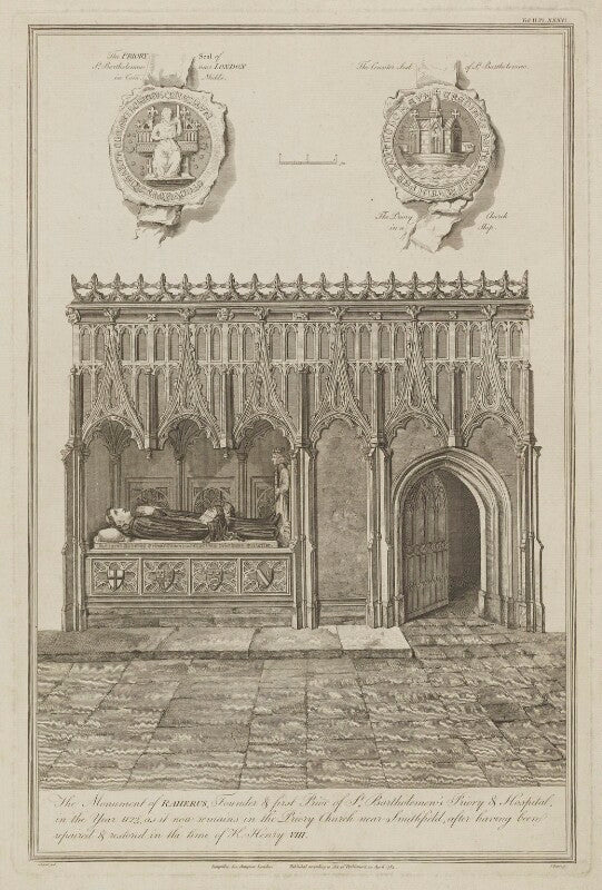 Rahere (rayer) ('the monument of raherus') npg d39179