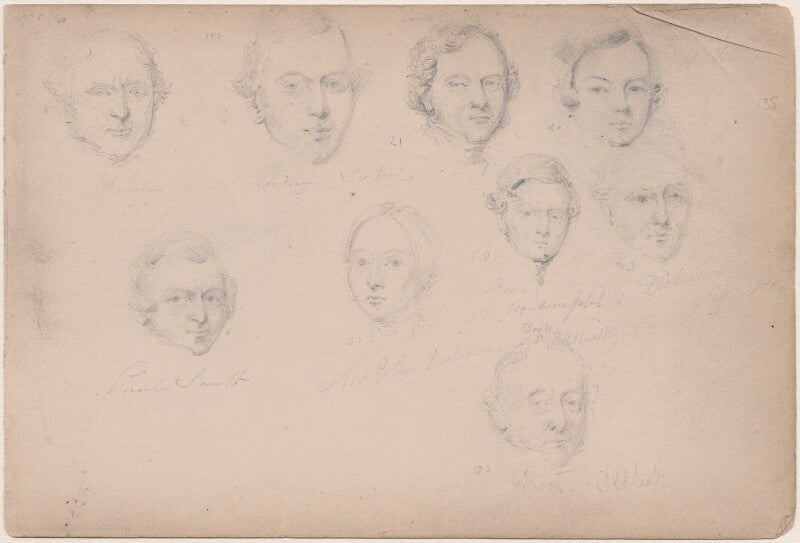 Lucie; charles smith; mrs giles dickenson; moore; mr dickenson; gibson and three unknown sitters npg d23313(64)