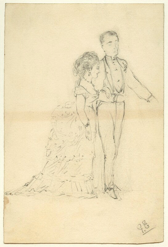 Sketch of an unknown man and woman npg d23178