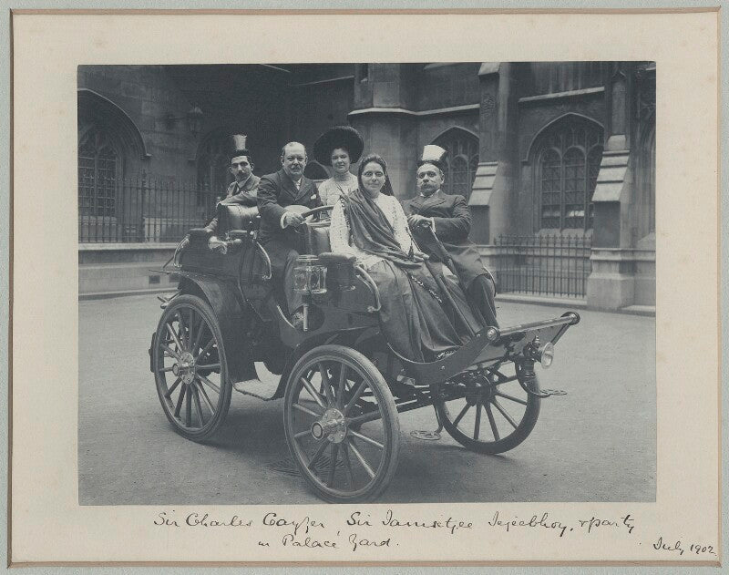 Sir jamsetjee jejeebhoy, 4th bt with son, daughter, sir charles william cayzer, 1st bt and miss cayzer npg x32630