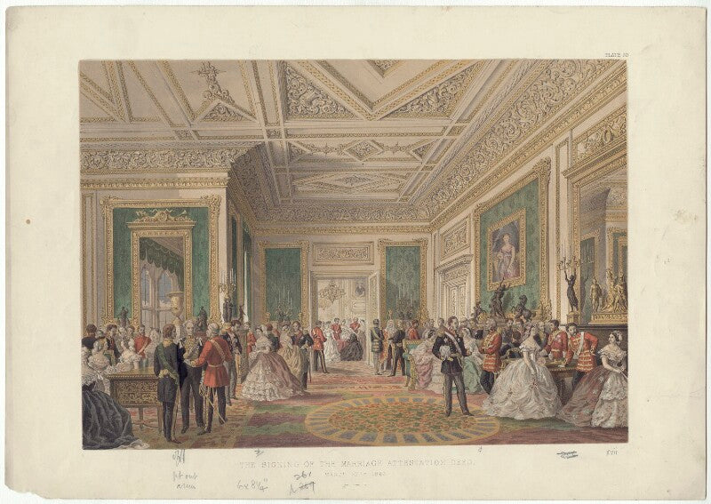'the signing of the marriage attestation deed, march 10th 1863' (including king edward vii; queen alexandra) npg d33999