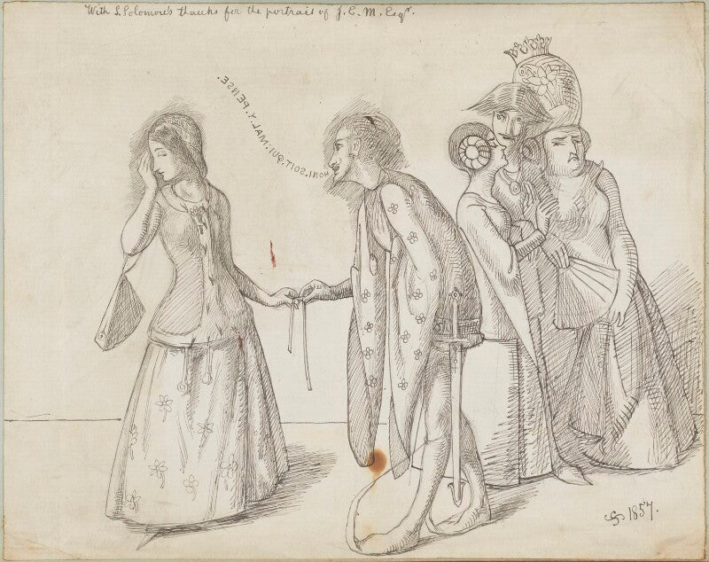 'the origin of the order of the garter' (joan of kent; king edward iii and three unknown figures) npg d16955