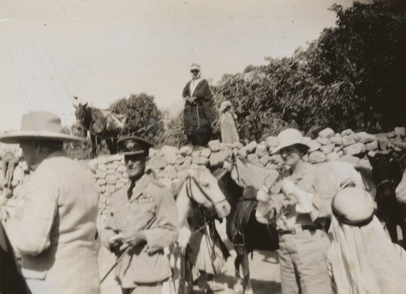Winston churchill; group captain robinson; clementine ogilvy spencer churchill (née hozier), baroness spencer churchill npg ax183251