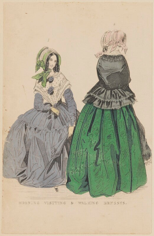 'morning visiting and walking dresses', july 1844 npg d47930