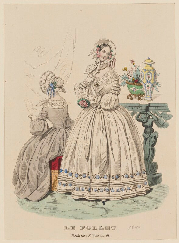 'carriage costume or visiting dress toilettes de long champs', may 1840 npg d47862