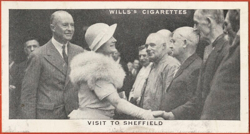 'visit to sheffield' (queen elizabeth, the queen mother; 13 unknown sitters) npg d47300