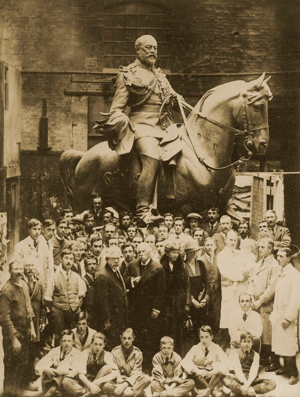 Arthur brian burton and sir thomas brock with the staff of arthur brian burton's foundry npg x45231
