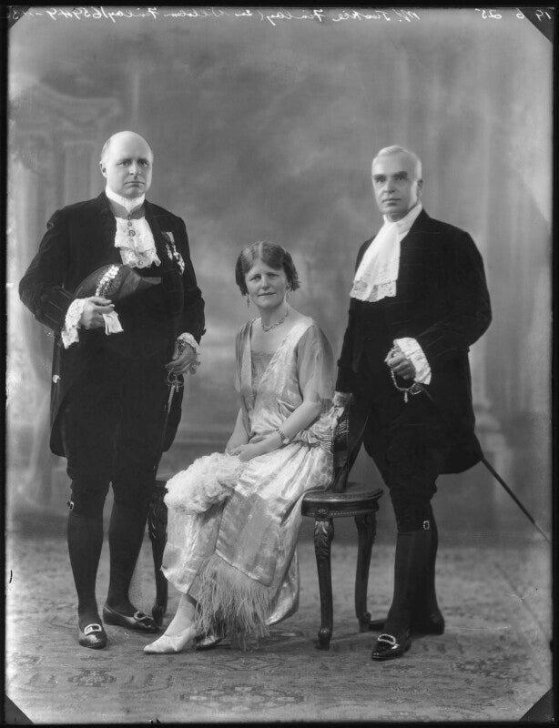 Robert alderson wright, baron wright; beatrice marion (née hall), viscountess finlay; william finlay, 2nd viscount finlay npg x123384