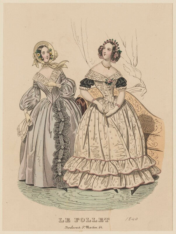 Dinner or evening dress and carriage dress, march 1840 npg d47857