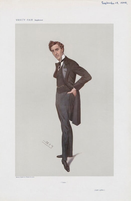 Victor alexander george robert bulwer lytton, 2nd earl of lytton ('men of the day. no. 1032. "victor."') npg d45346