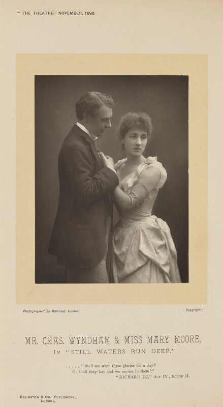 Sir charles wyndham as john mildmay; mary moore as mrs mildmay in 'still waters run deep' npg ax9379