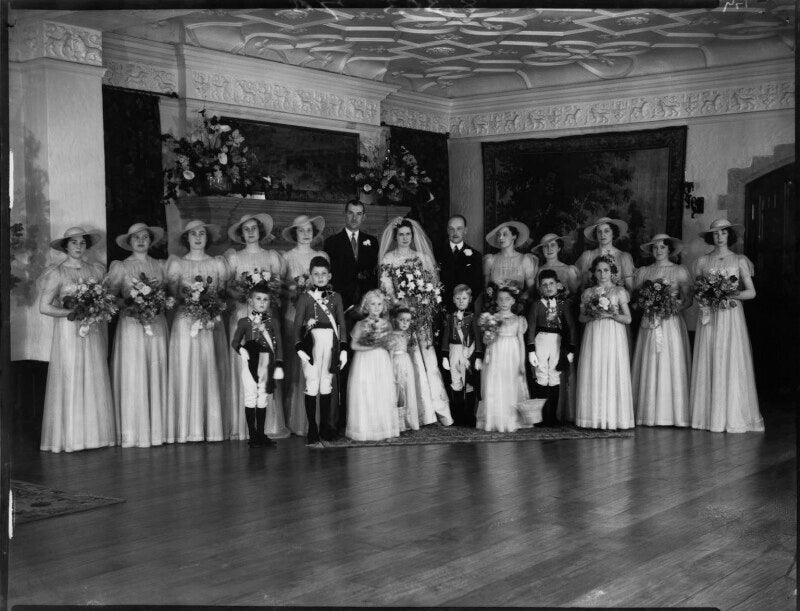 Sara patricia (née ravenscroft), lady barttelot; sir walter de stopham barttelot and wedding party npg x158269