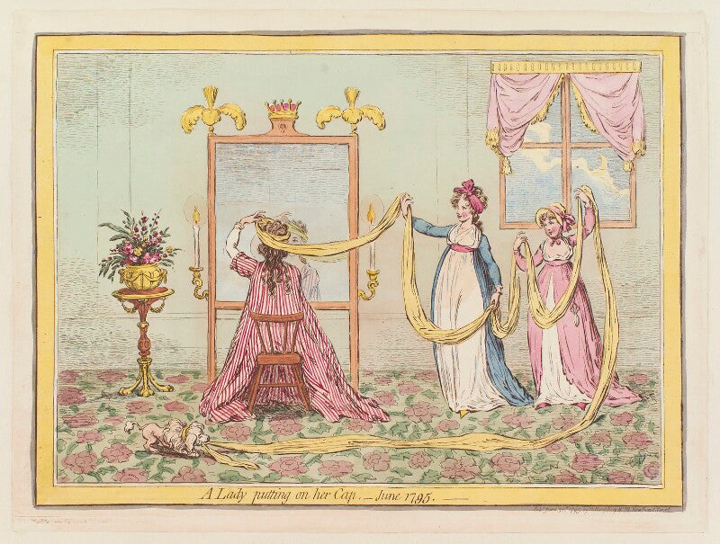 'a lady putting on her cap, june 1795' npg d12538