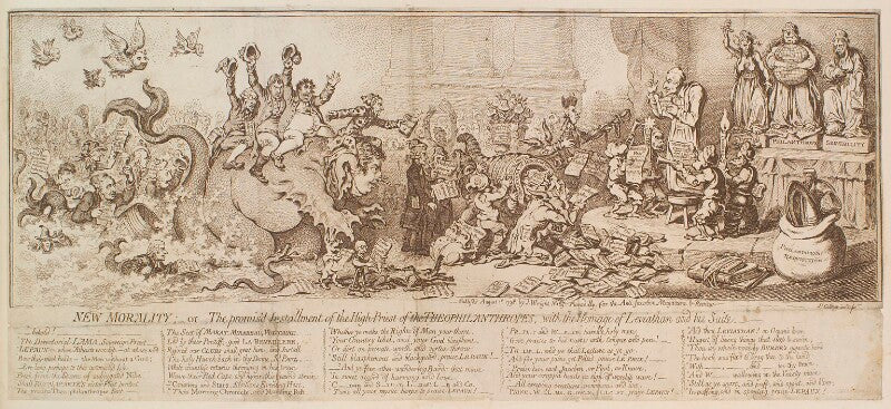 'new morality; or the promis'd installment of the high priest of the theophilanthropes, with the homage of leviathan and his suite' npg d13093