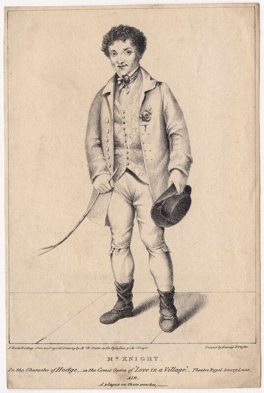 Edward knight as hodge in bickerstaff's 'love in a village' npg d8451