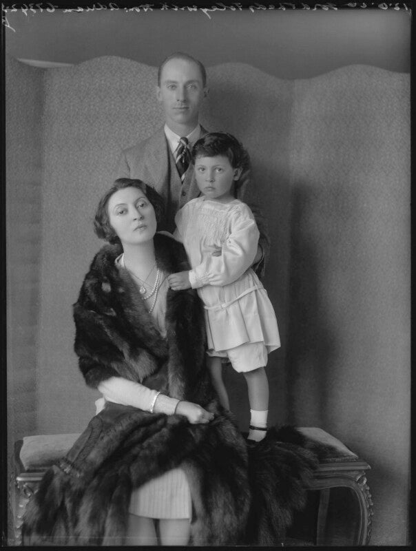 Minoru foley (née greenstone), lady foley; gerald henry foley, 7th baron foley; adrian gerald foley, 8th baron foley npg x36568