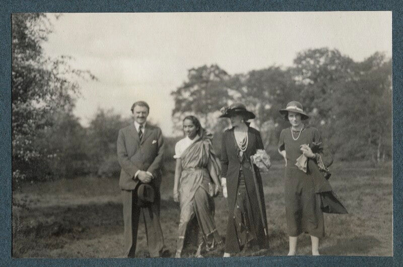 Sir victor martin reeves goodman; philomena thumboo chetty; lady ottoline morrell; julian vinogradoff (née morrell) npg ax143840