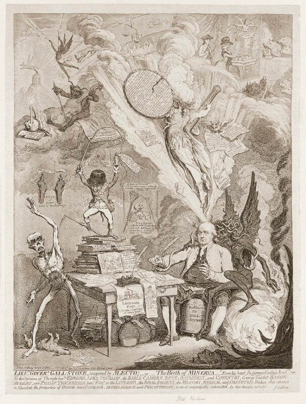 Philip thicknesse ('lieut goverr gall stone, inspired by alecto; or the birth of minerva') npg d13071