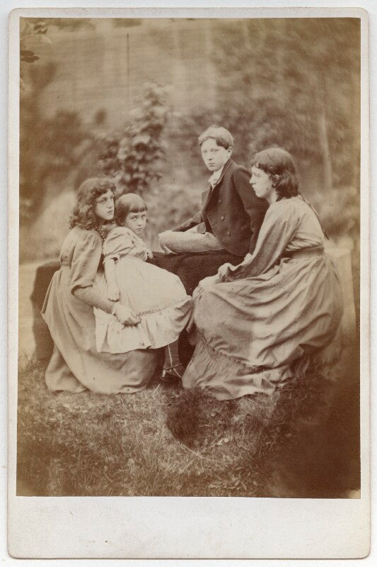 May morris; margaret mackail (née burne jones); sir philip burne jones, 2nd bt; jane alice ('jenny') morris npg x19868