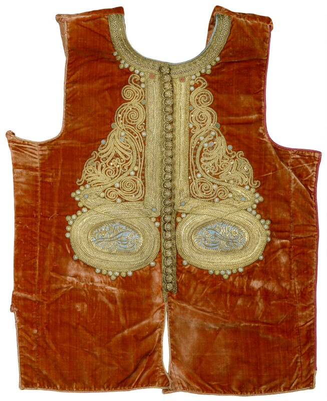Embroidered garment front panel belonging to thomas hope npg d31702